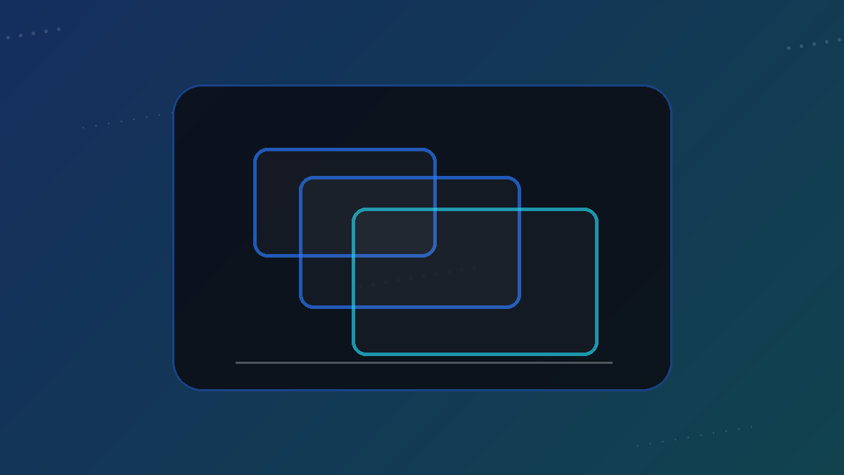 Abstract stacked video frames representing 360p 720p 1080p and 4K quality levels